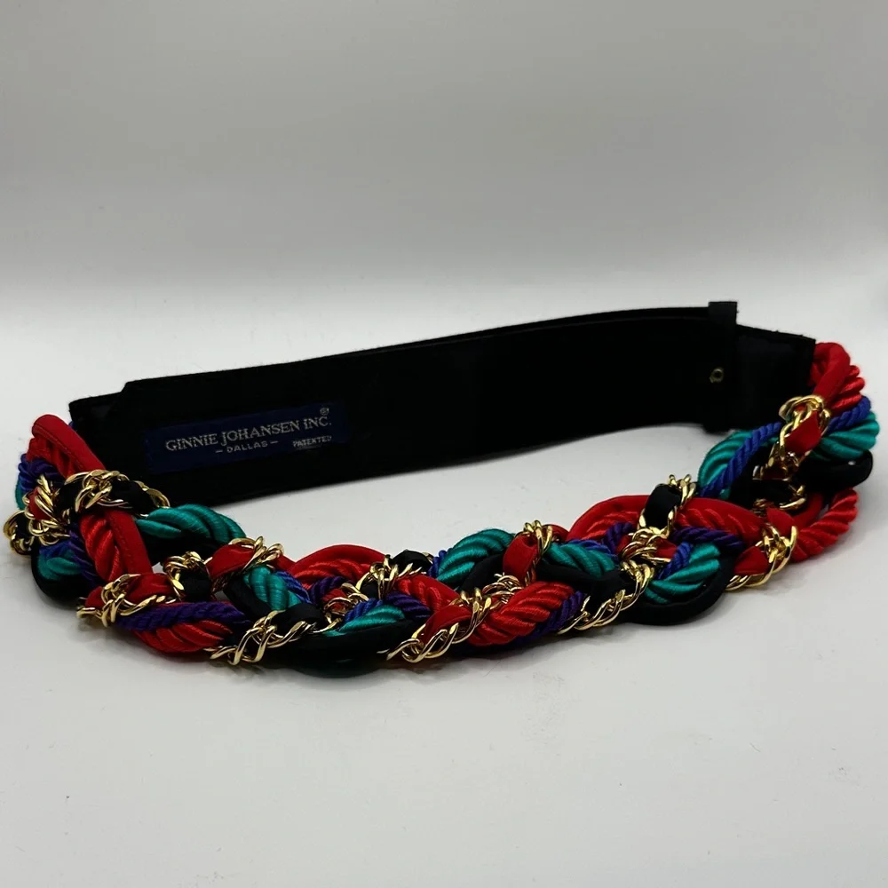 Ginnie Johansen Inc. vintage braided rope statement belt with gold-tone chain